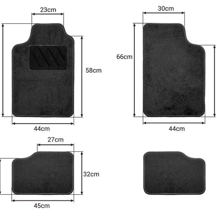 AMiO 4 Universele Auto Matten TEX-1 voor Meerdere Auto Merken Zwart - VCTparts.nl