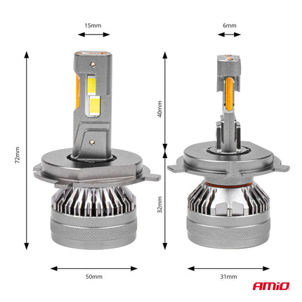 AMiO LED Koplampen HP-serie H4/H19 12-24V Dimlichten Wit - VCTparts.nl