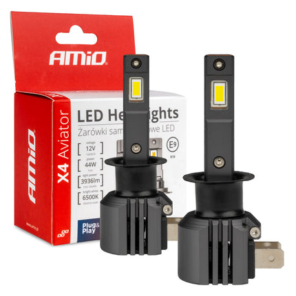 AMiO LED Koplampen X4-serie AVIATOR H1 6500K max 44W Dimlichten Wit - VCTparts.nl