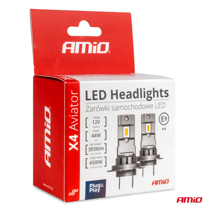 AMiO LED Koplampen X4-serie AVIATOR H3 6500K max. 44W Dimlichten Wit - VCTparts.nl