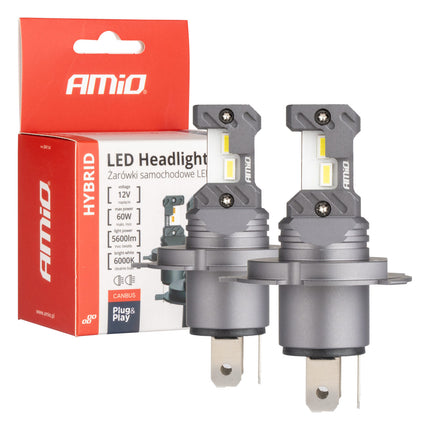 AMiO LED Koplampen Hybrid series H4 (H19) Wit 6000K - 5600LM Canbus 60W - VCTparts.nl