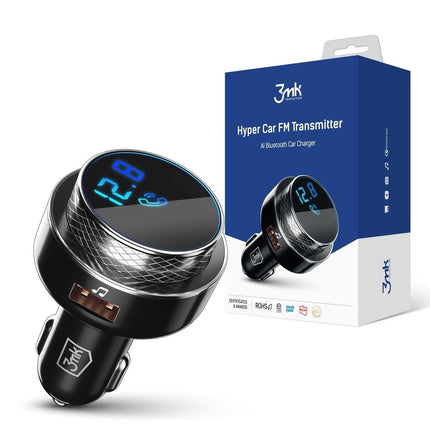 3mk Hyper Bluetooth 5.0 FM Transmitter Zwart met LED Verlichting - VCTparts.nl