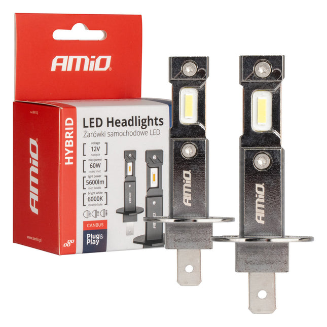 AMIO LED Koplampen Hybrid Series H1 6000K Canbus 60W – Krachtige en Stijlvolle Autoverlichting