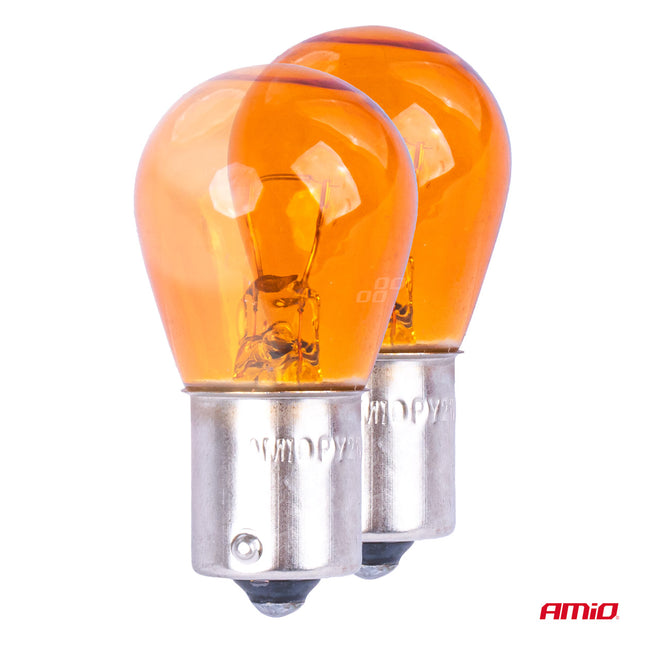 Les lampes halogènes amio py21w BA15S 12V AMBER - Ensemble de 2 éclairage de signal puissant