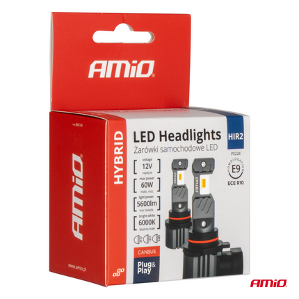 AMIO LED Koplampen HIR2 6000K 60W Canbus – Krachtige en Foutcodevrije Autoverlichting