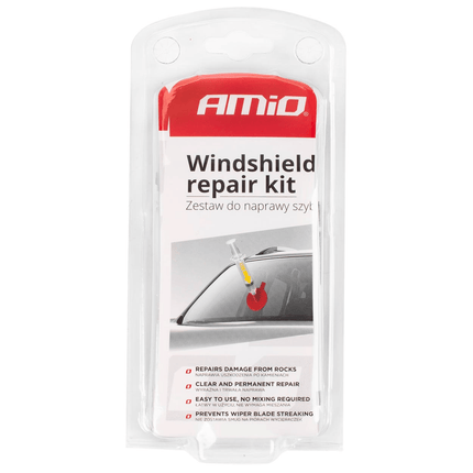 AMiO Auto Voorruit Glas Ster of Barst Reparatie Kit met Vloeistof - VCTparts.nl