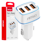 AMiO Autolader Telefoon 3x USB-A 32W 12/24V Wit - VCTparts.nl