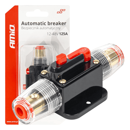 Amio Breaker Automatic Fuse Circuit 12-48V 125A - Fusible réinitialisé pour la stéréo et l'audio du moteur automatique