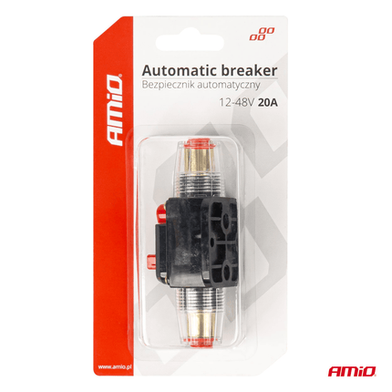 AMiO Automatische Zekering Circuit Breaker 12-48V 20A - Resetbare Zekering voor Auto Motor Stereo en Audio