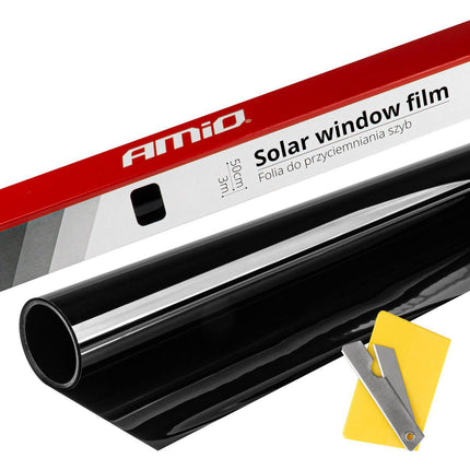 AMiO Autoraam Folie Tint Vinyl Zwart 50x300cm (1%) zwarte Ramenfolie voor Zonwering en Privacy met Tool - VCTparts.nl