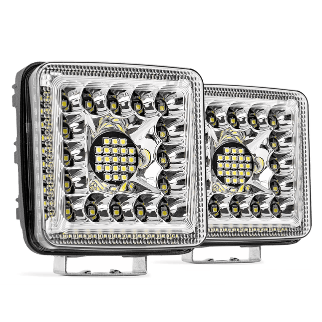 AMiO AWL13 Werklamp Verstraler Spot Vierkant 77LED 9-36v 6000K Wit 2 stuks (set) - VCTparts.nl