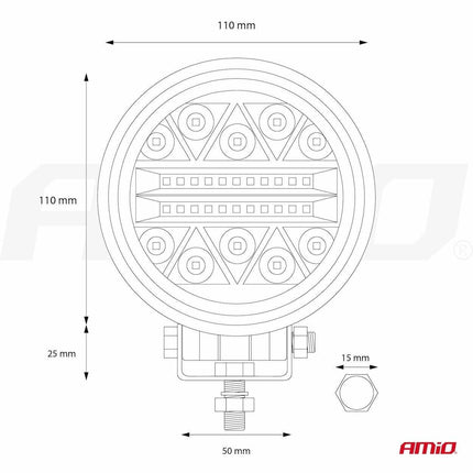 AMiO AWL16 Werklamp Verstraler Spot Rond 26LED 9-36v 6000K Wit