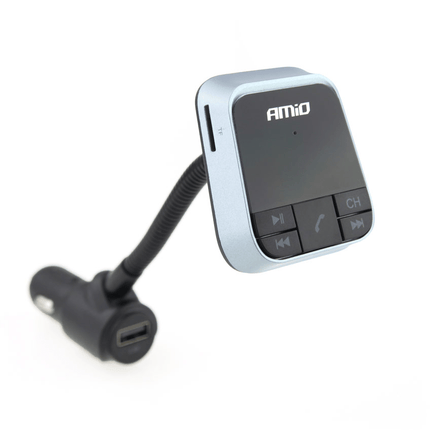 AMiO Bluetooth Muziek FM Transmitter Handsfree Bellen met USB-A Lader 2.4A (BT-01) Zwart - VCTparts.nl