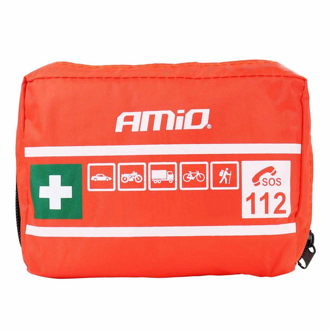 AMiO EHBO-Doos Mini B - Compacte Veiligheidsset voor Auto/Motor met Handige Bevestiging Rood