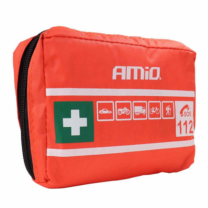 AMiO EHBO-Doos Mini B - Compacte Veiligheidsset voor Auto/Motor met Handige Bevestiging Rood