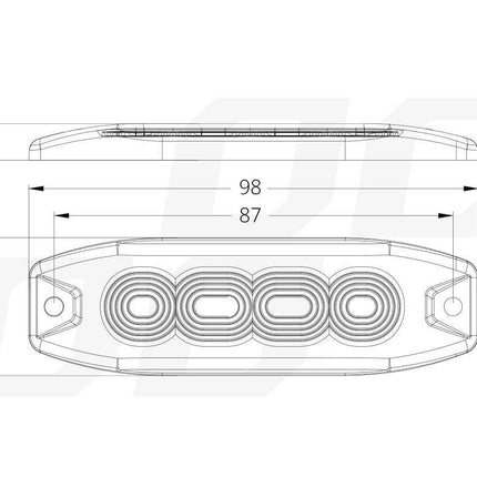 AMiO Grillflitser Strobe Zwaailicht Functies Amber Geel 4x3W LED R65 R10 12V 24V IP67 (set) - VCTparts.nl