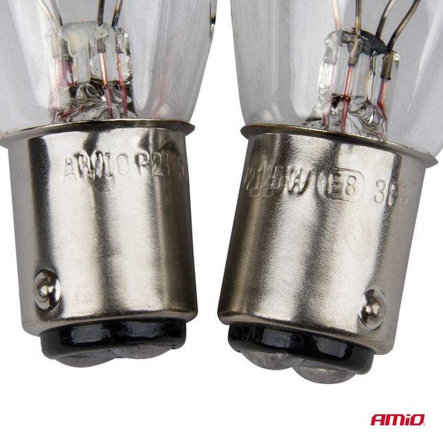 AMiO Halogeenlampen P21/5W BAY15D 12V – Set van 2 Stuks in Blisterverpakking - VCTparts.nl