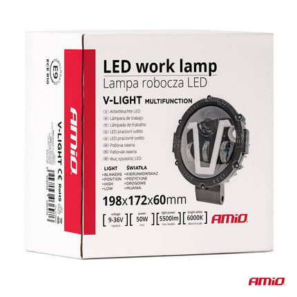 Amio puissant travail lampe multifonctionnelle 9-36V 50W Amio-03697 Spot Spot Robust Offroad