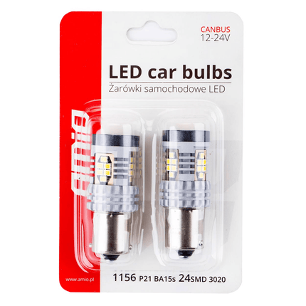 AMiO LED CANBUS 3020 24SMD 1156 BA15S P21W R10W R5W Wit 12V/24V - VCTparts.nl