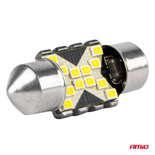 AMiO LED CANBUS lampen 12SMD Festoon C5W 2016 31mm Wit 12/24V