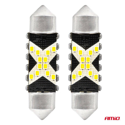 Amio LED Canbus Lamps 12SMD Festoon C5W 2016 36 mm blanc 12 / 24V