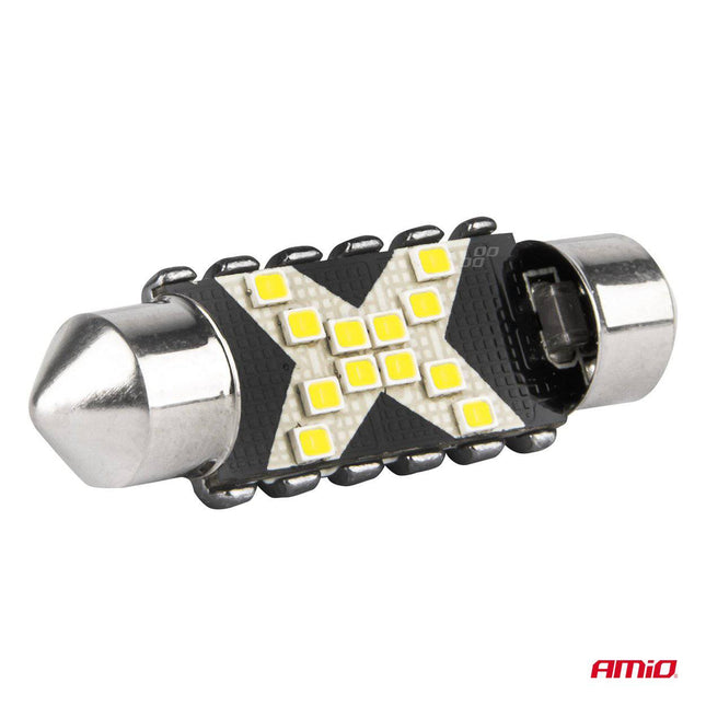 AMiO LED CANBUS lampen 12SMD Festoon C5W 2016 39mm Wit 12/24V