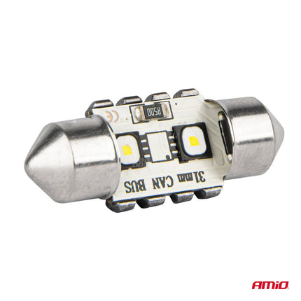 AMiO LED CANBUS lampen 12SMD Festoon C5W 3838 31mm Wit 12/24V