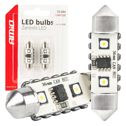 Amio LED Canbus Lamps 12SMD Festoon C5W 3838 36 mm blanc 12 / 24V