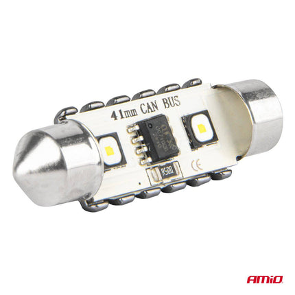 AMiO LED CANBUS lampen 12SMD Festoon C5W 3838 41mm Wit 12/24V