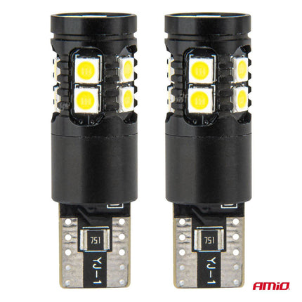 AMiO LED CANBUS-lampen T10 W5W 13SMD 3030 Wit 12V/24V