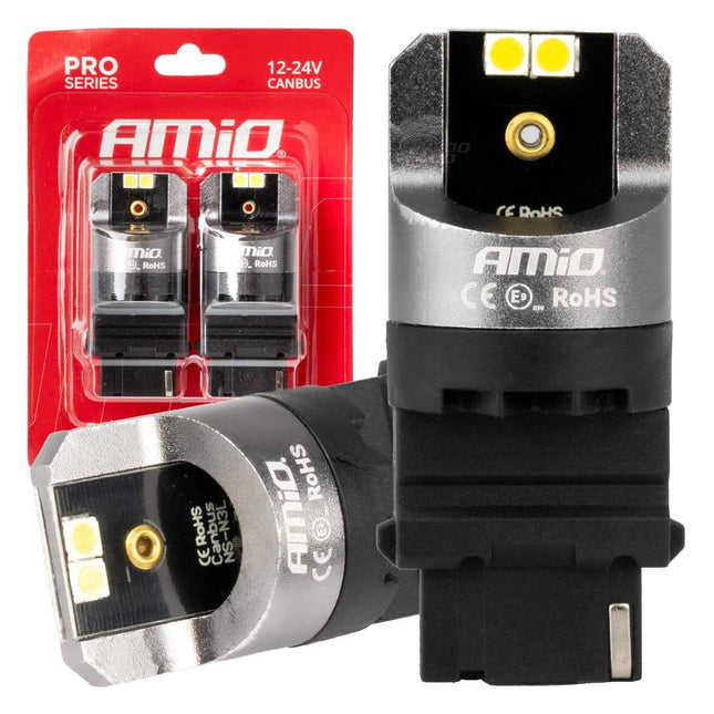 AMiO LED CANBUS PRO serie 3156 P27W 4x3030 SMD Wit 12/24V