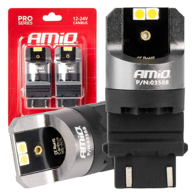 AMiO LED CANBUS PRO serie 3157 P27/7W 4x3030 SMD Wit 12/24V