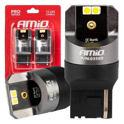 AMiO LED CANBUS PRO serie 7440 T20 W21W 4x3030 SMD Wit 12/24V