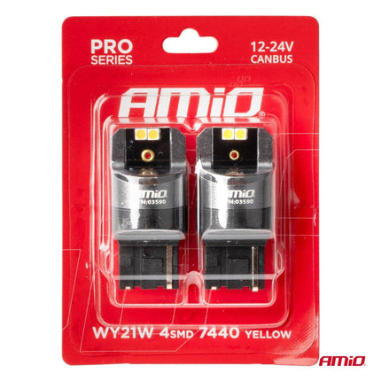 Amio LED Canbus Pro Series 7440 WY21W 4x3030 SMD Orange 12 / 24V