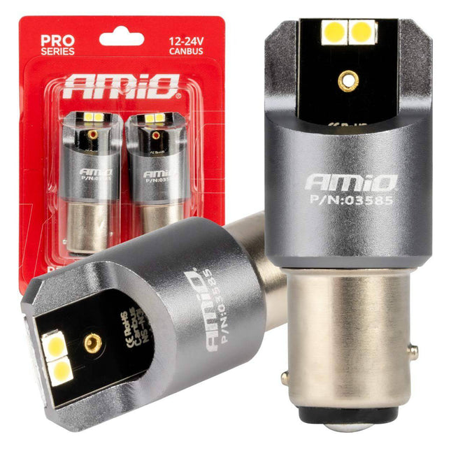 AMiO LED CANBUS PRO serie BAY15D P21/5W 4x3030 SMD Wit 12/24V