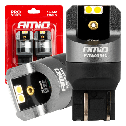 Amio LED Canbus Pro Series T20 7443 W21 / 5W 4x3030 SMD White 12 / 24V