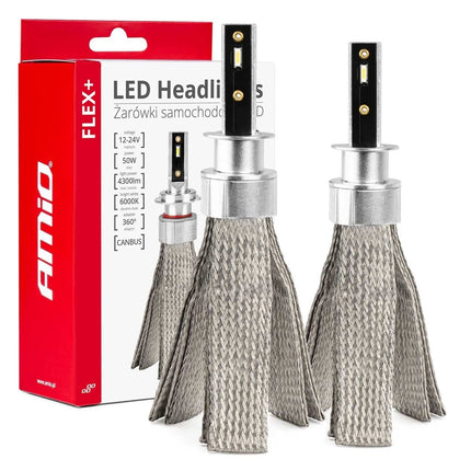 Phares à LED Amio Flex + série H1 Canbus 6000k 12-24V Dimlights White