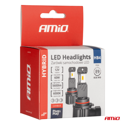 AMiO LED Koplampen/Mistlampen Hybrid series HB4 9006 Wit 6000K - 5600LM Canbus 60W