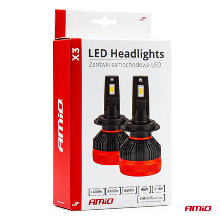 Phares à LED amio x3 série h1 dimlights blanc