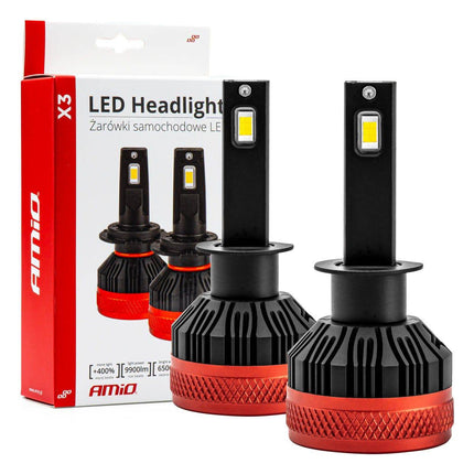 Phares à LED amio x3 série h1 dimlights blanc