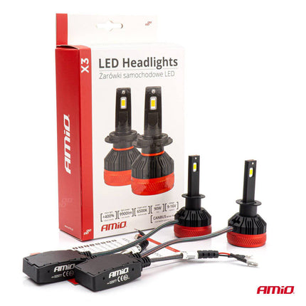 Phares à LED amio x3 série h1 dimlights blanc