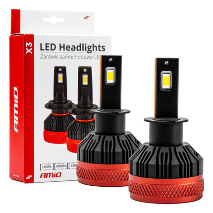 Phares à LED amio x3 série h3 dimlights blanc