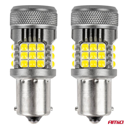 AMiO LED-LAMPEN CANBUS PRO-serie 1156 BA15S P21W R10W R5W 36x3030 SMD VENTILATOR Wit 12V/24V