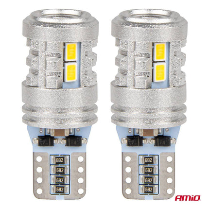 Amio LED lampes standard T10 W5W 6x3020 + 1x3030 SMD blanc 12V / 24V