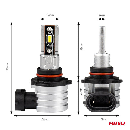 Amio LED Fog Lights H-Mini Series HB3 9005 / HIR1 9011 / H10 White