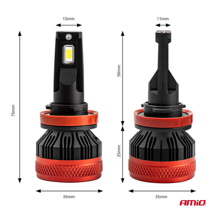 Amio LED Fog Lights X3 Series H8 / H9 / H11 / H16 White