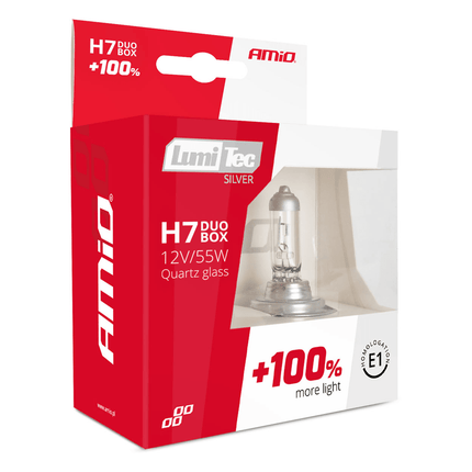 AMiO LumiTec Silver Halogeen Dimlicht +100% H7 12V 55W (set) - VCTparts.nl