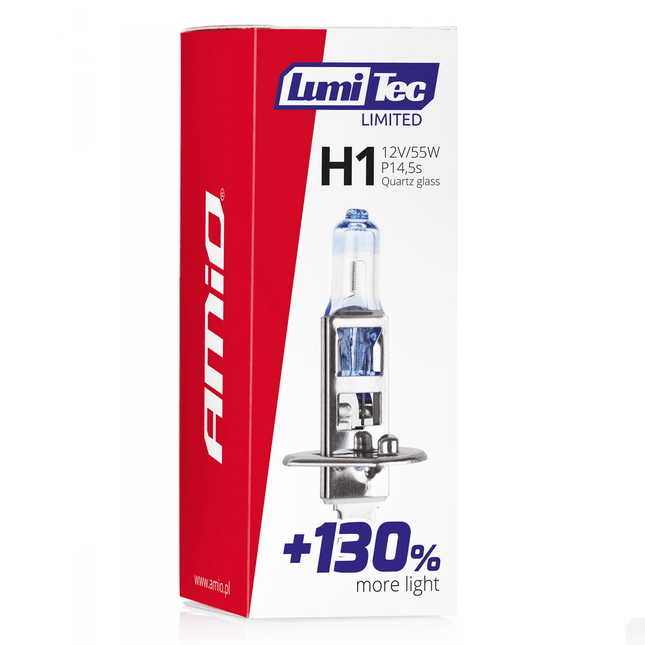 AMiO LumiTec Silver Halogeen Dimlicht +130% H1 12V 55W (1 stuk) - VCTparts.nl