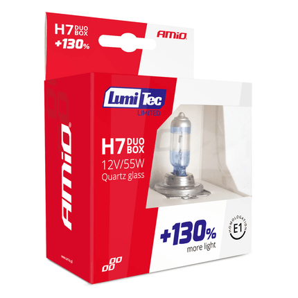 AMiO LumiTec Silver Halogeen Dimlicht +130% H7 12V 55W (set) - VCTparts.nl