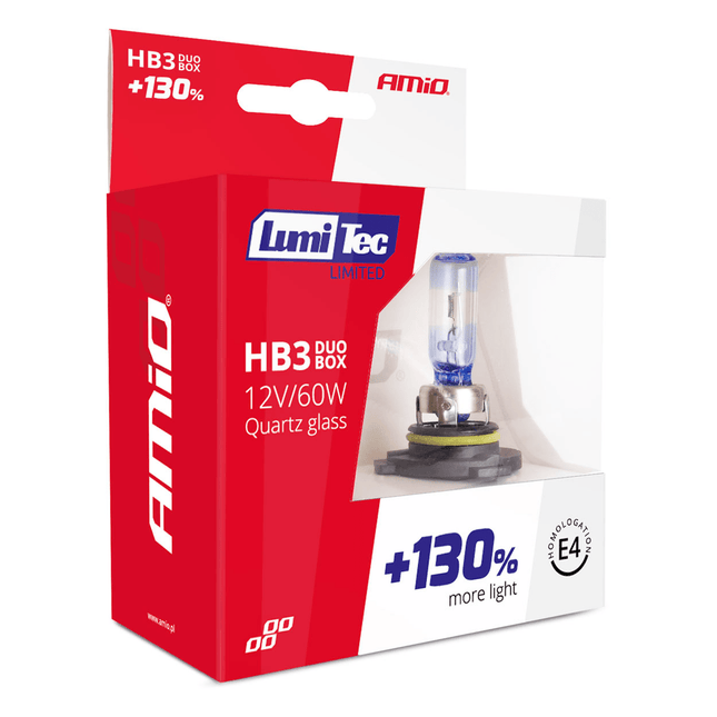 AMiO LumiTec Silver Halogeen Dimlicht +130% HB3 12V 60W (set) - VCTparts.nl